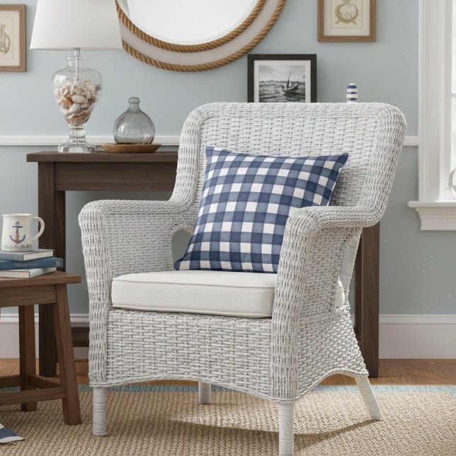 Aquarellblau-Bauernhof Kariert Kissen (Von Creator hochgeladen)