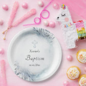 Aquarellblau Blattwerk Taufpapier Platte Pappteller (Party)