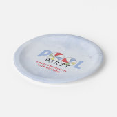 Aquarellblau Blau Pool Party Personalisiert Pappteller (Schrägansicht)