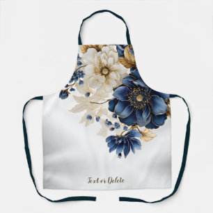 Aquarellblau Blau Weißer Golden Floral Silber Schürze