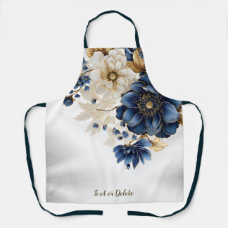 Aquarellblau Blau Weißer Golden Floral Silber Schürze