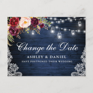 Aquarellblau-blaue Holzbalken verändern das Datum Postkarte