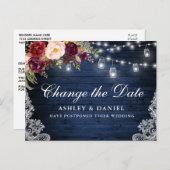 Aquarellblau-blaue Holzbalken verändern das Datum Postkarte (Vorne/Hinten)