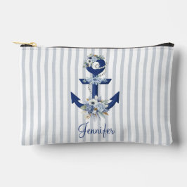 Aquarellblau blaue Wasserstreifen Name chic Zubehörtasche