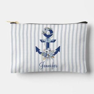 Aquarellblau blaue Wasserstreifen Name chic Zubehörtasche