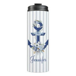 Aquarellblau blaue Wasserstreifen Thermosbecher