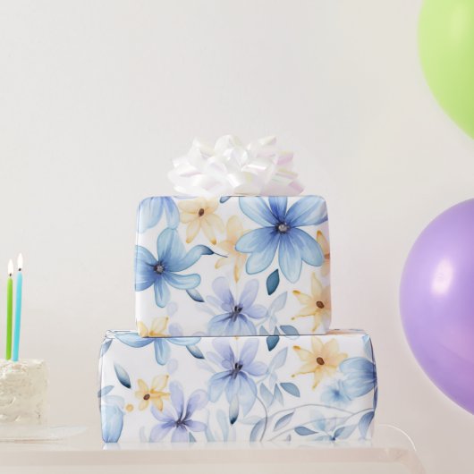 Aquarellblau blühend nahtlos geschenkpapier (Partygeschenke)