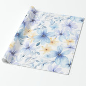 Aquarellblau blühend nahtlos geschenkpapier (Ungerollt)