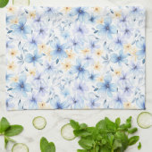 Aquarellblau blühend nahtlos geschirrtuch (Gefaltet)