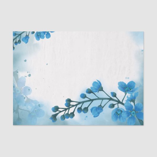 Aquarellblau-Blume Blumendekoupage Seidenpapier (Vorderseite)