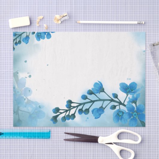Aquarellblau-Blume Blumendekoupage Seidenpapier (Handwerk)