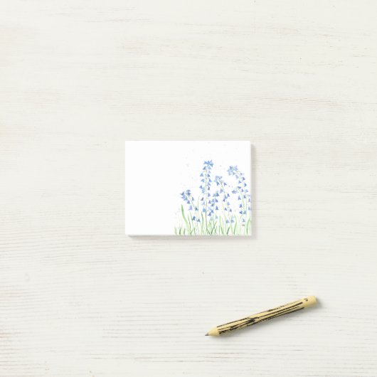 Aquarellblau-Blume Waldwälder elegant Post-it Klebezettel (Auf Schreibtisch)
