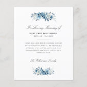 Aquarellblau Blumen Beerdigung Danke Karte (Vorderseite)