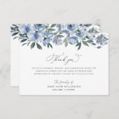 Aquarellblau Blumen Beerdigung Dankeschön Karten (Vorne/Hinten)