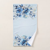 Aquarellblau Blumen Handtuch Set (Handtuch)