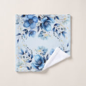 Aquarellblau Blumen Handtuch Set (Waschlappen)