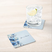 Aquarellblau Blumen Papier Untersetzer (Vor Ort)