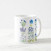 Aquarellblau Blumen Sammlung Chic rustikal Kaffeetasse (VorderseiteRechts)