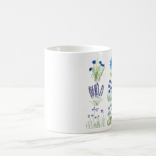 Aquarellblau Blumen Sammlung Chic rustikal Kaffeetasse (Mittel)