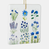 Aquarellblau Blumen Sammlung Chic rustikal Keramikornament (Rechts)