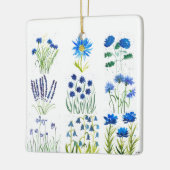 Aquarellblau Blumen Sammlung Chic rustikal Keramikornament (Links)