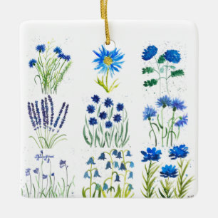 Aquarellblau Blumen Sammlung Chic rustikal Keramikornament