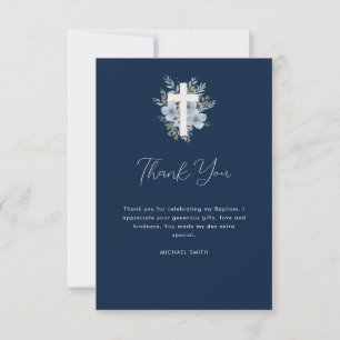 Aquarellblau Blumenkreuz Dankeschön Karte