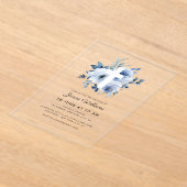 Aquarellblau Blüten Taufe Acryleinladungen (Ablage )