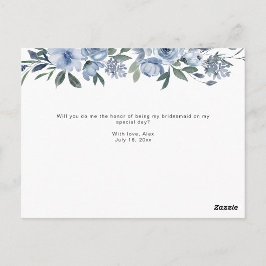 Aquarellblau Blütenblüte wird eine überragende Kar Postkarte (Rückseite)