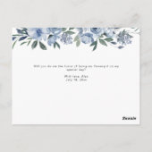 Aquarellblau Blütenblütenblume wird eine Blumenkar Postkarte (Rückseite)