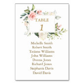 Aquarellblau Blütenblütengoldtaufe Tischnummer (Vorderseite)