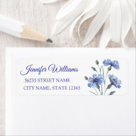 Aquarellblau Blütendusche Rücksendeadresse