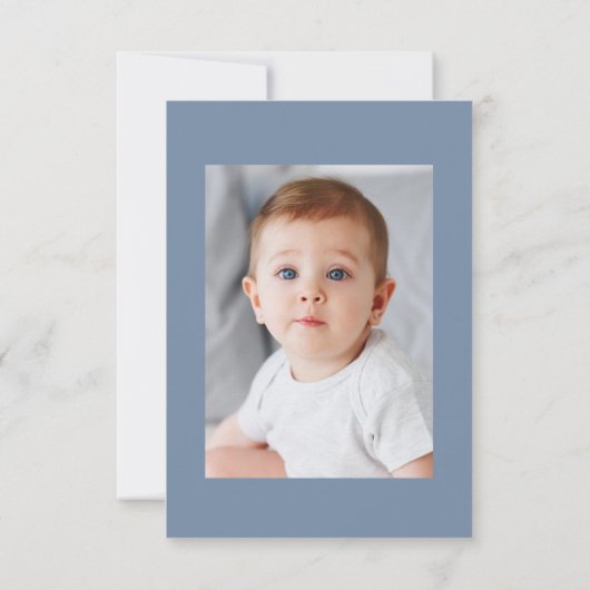 Aquarellblau Blütentaufe danke Karte (Rückseite)