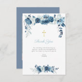 Aquarellblau Blütentaufe danke Karte (Vorne/Hinten)