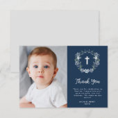 Aquarellblau Blütentaufe danke Karte (Vorne/Hinten)