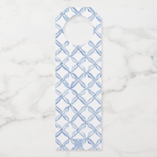 Aquarellblau Bow Lemons Geschenkverpackung Flaschenanhänger (Rückseite)