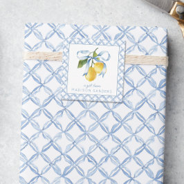 Aquarellblau Bow Lemons Geschenkverpackung Mitteilungskarte