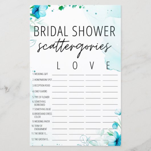 Aquarellblau Brautparty - Geschichten (Vorderseite)