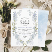 Aquarellblau-Delphinium-Blüten Brautparty Einladung
