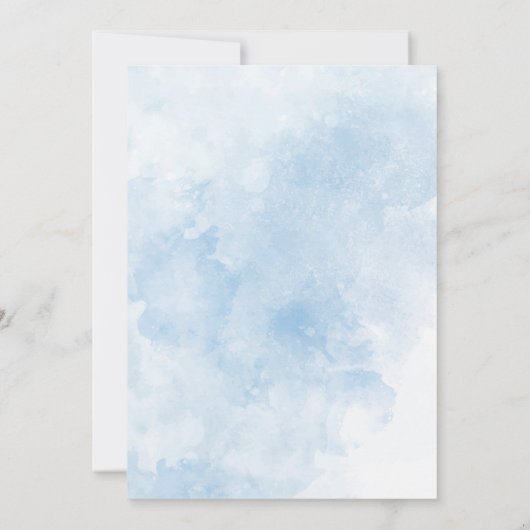 Aquarellblau-Delphinium-Blüten Brautparty Einladung (Rückseite)