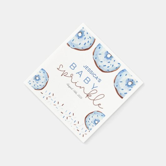 Aquarellblau Donuts Baby Sprinkle Dusche Serviette (Ecke)