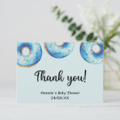 Aquarellblau Donuts Dank Karte (Stehend Vorderseite)