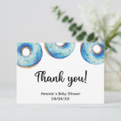 Aquarellblau Donuts Dank Karte (Stehend Vorderseite)