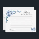 Aquarellblau-dustige Blumenempfehlungen Hinweiskarte<br><div class="desc">Ein schlichtes Blumendesign mit wunderschönen,  blauen Aquarellfarben-Blume. Sie können die Farben und Textdetails ändern.</div>