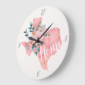 Aquarellblau floral Texas Rustikal rosa Große Wanduhr (Winkel)