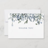 Aquarellblau florale Danke Note Card (Vorderseite)