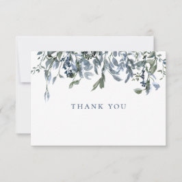 Aquarellblau florale Danke Note Card