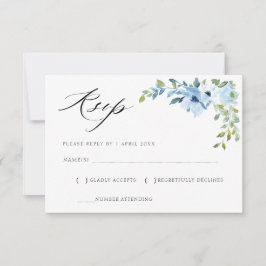 Aquarellblau florierte RSVP-Karte RSVP Karte