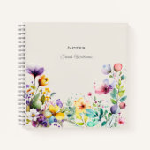 Aquarellblau Frühlingsblumen Blumenraster Notizblock (Vorderseite)