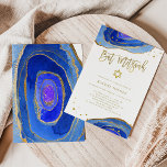 Aquarellblau-Geode mit Gold | Bat Mitzvah Einladung<br><div class="desc">Diese eleganten,  modernen Bat Mitzvah-Einladungen sind mit trendigen,  blauen Aquarellsteinen mit handgeschriebenen Imitate,  Star of David und Akzenten ausgestattet.</div>